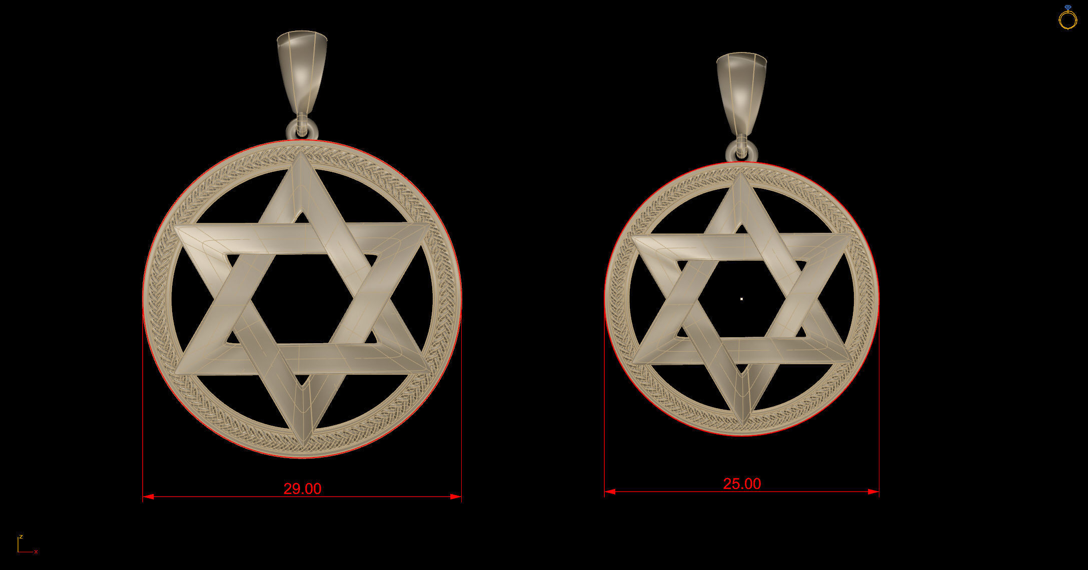  pendant David Star 3D print model_3