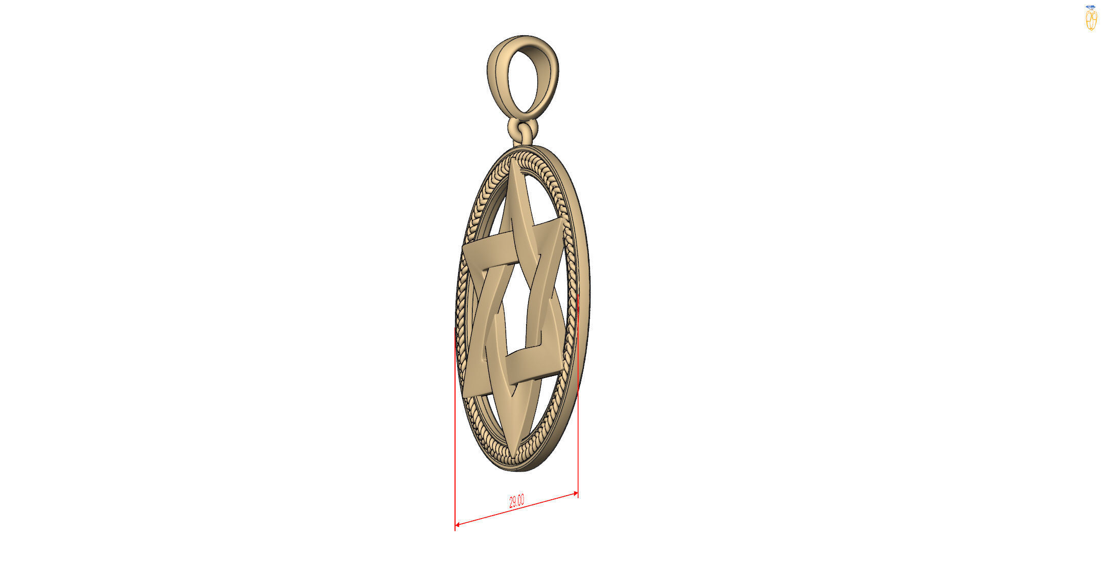  pendant David Star 3D print model_7