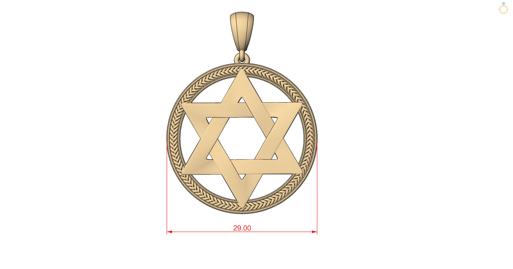  pendant David Star 3D print model_4