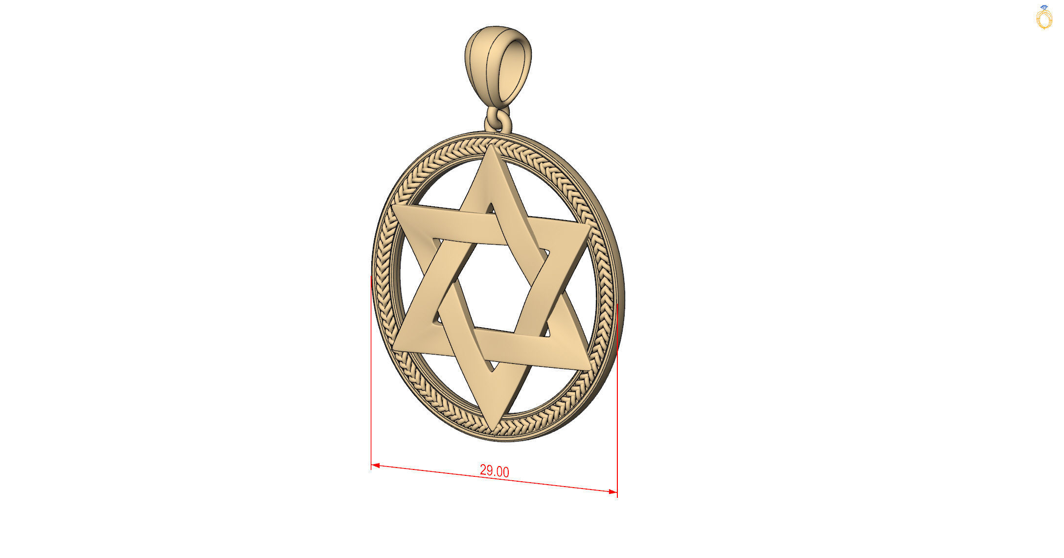  pendant David Star 3D print model_5