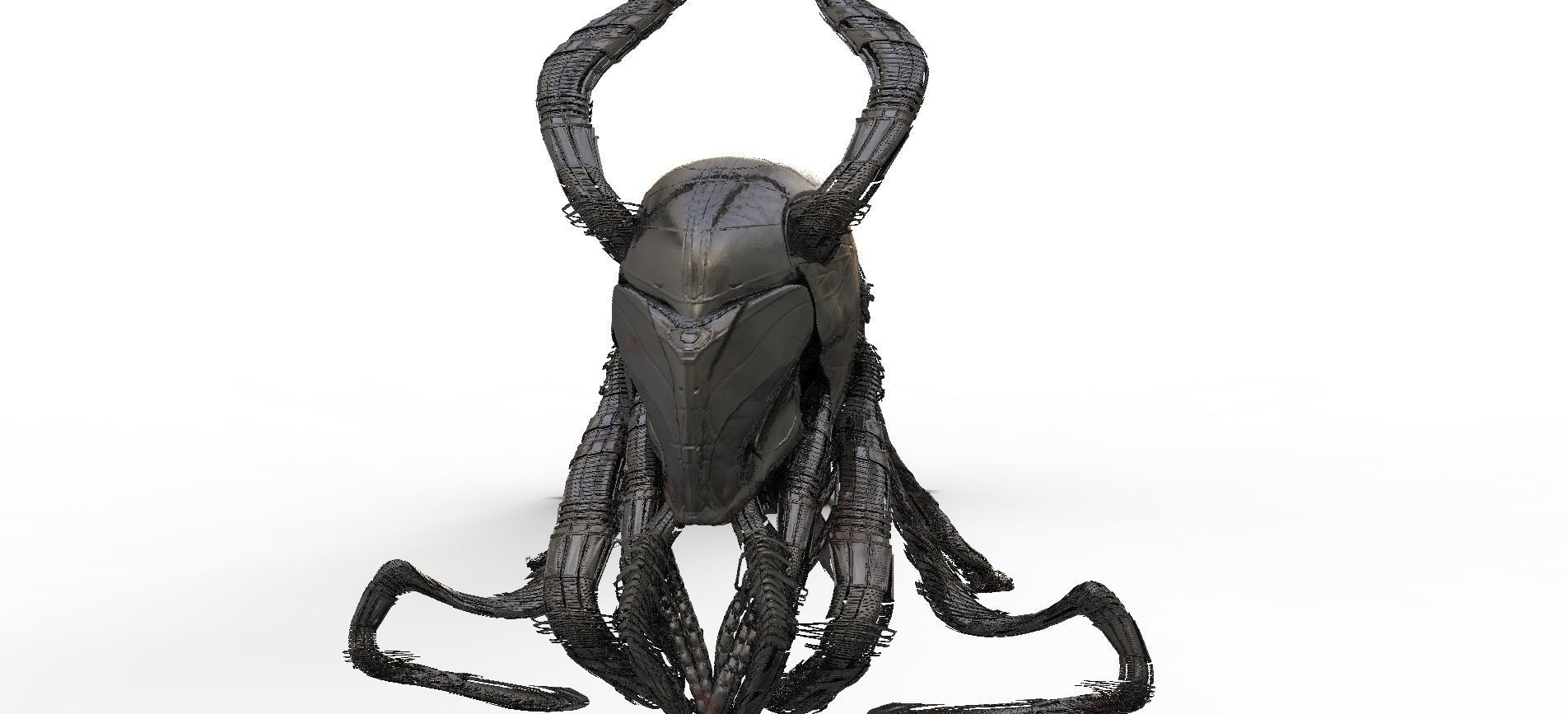 Sci fi Helmet Pipes android 3D model_1