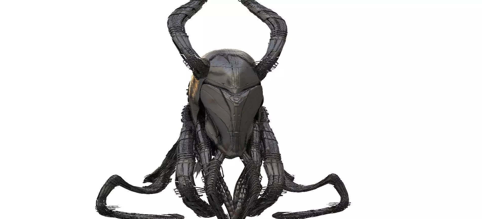 Sci fi Helmet Pipes android 3D model_0