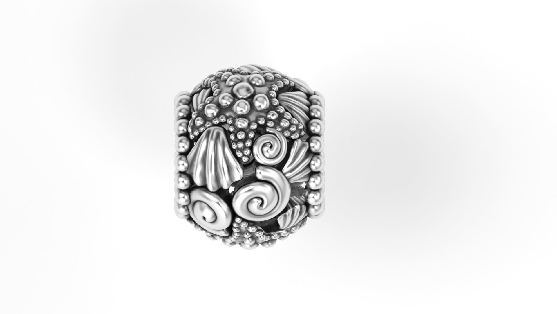 Shell and Starfish rounded charm 3D print model_2