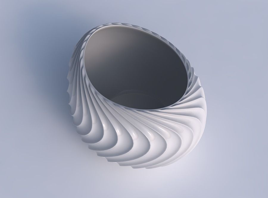 Bowl compressed 2 with wavy extruded lines 4 3D print model_1