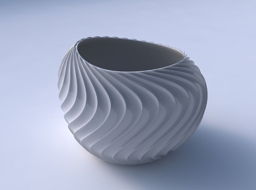 Bowl compressed 2 with wavy extruded lines 4 3D print model_3