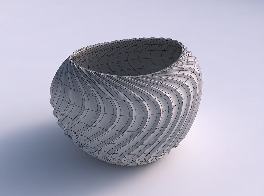 Bowl compressed 2 with wavy extruded lines 4 3D print model_5