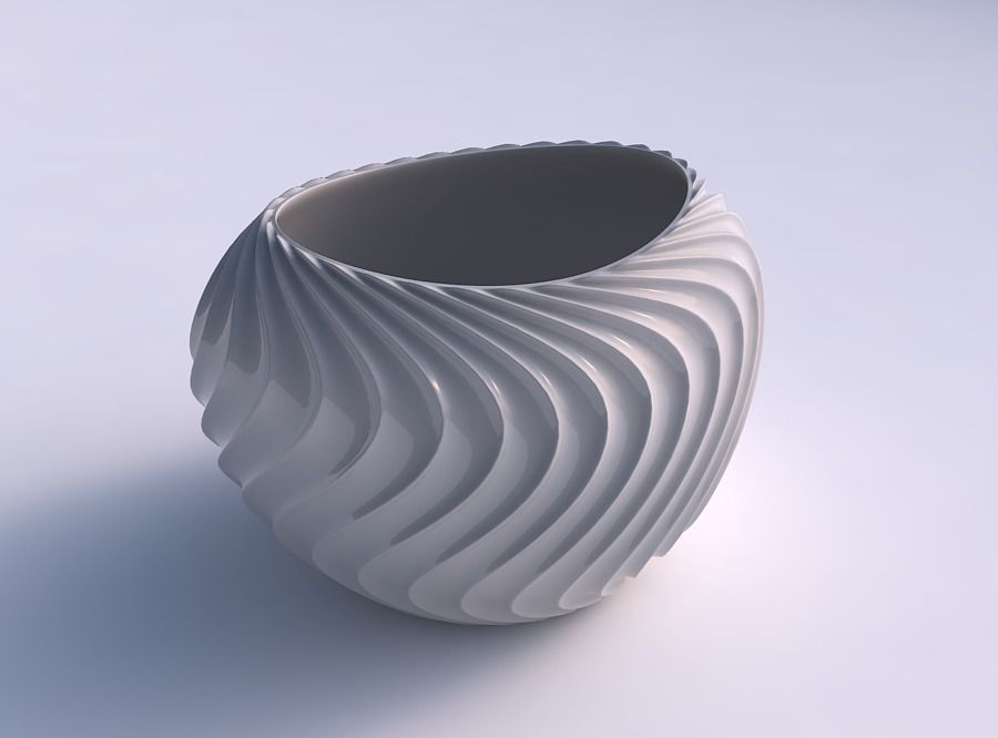 Bowl compressed 2 with wavy extruded lines 4 3D print model_0