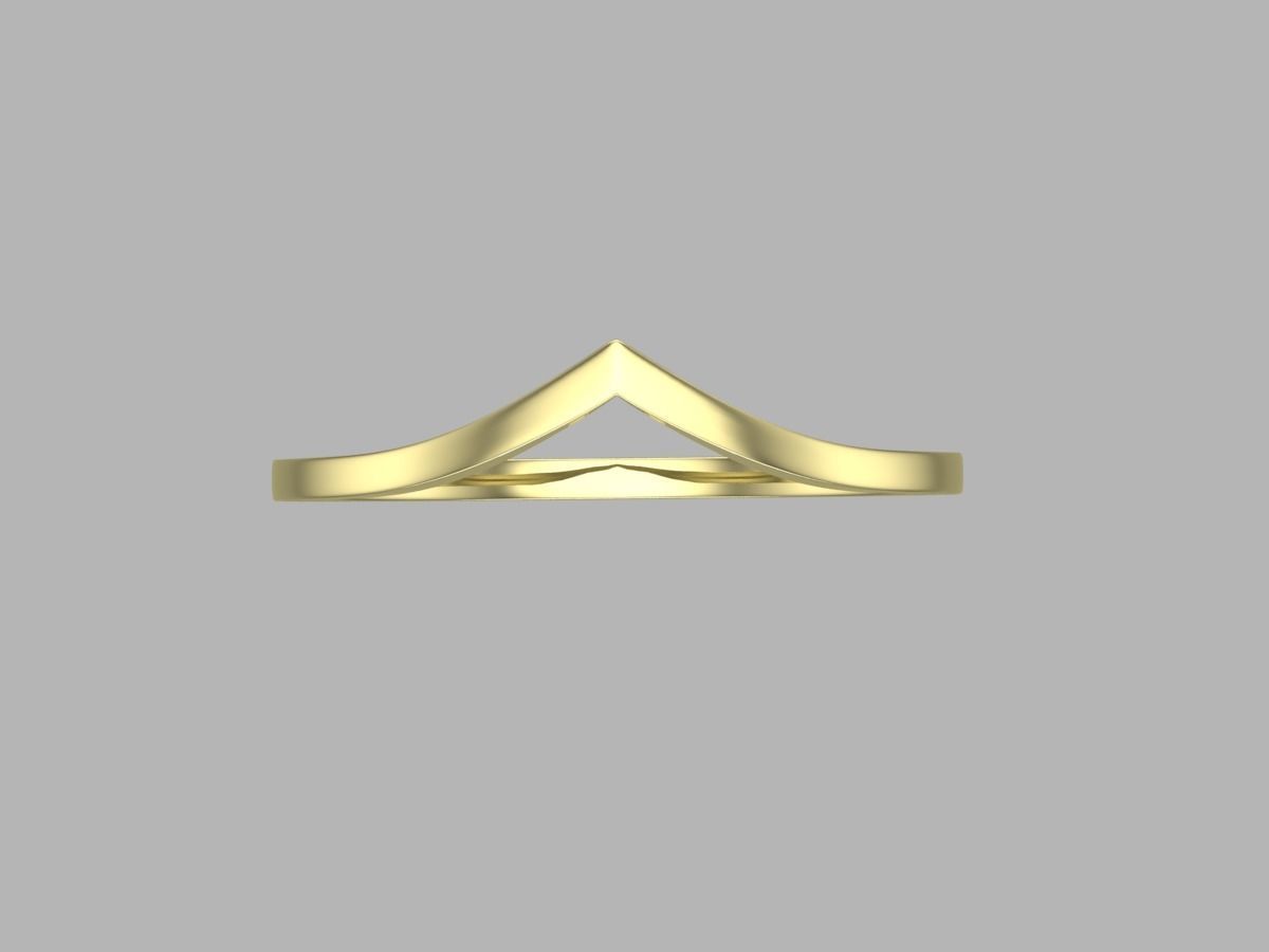 ring V gold with curved shape 3D print model_2