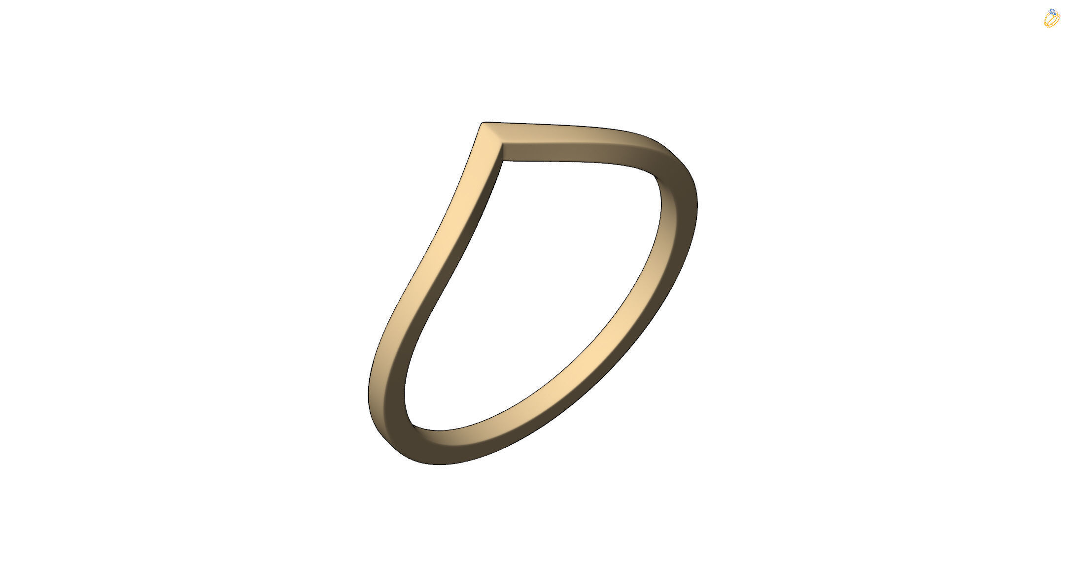 ring V gold with curved shape 3D print model_4