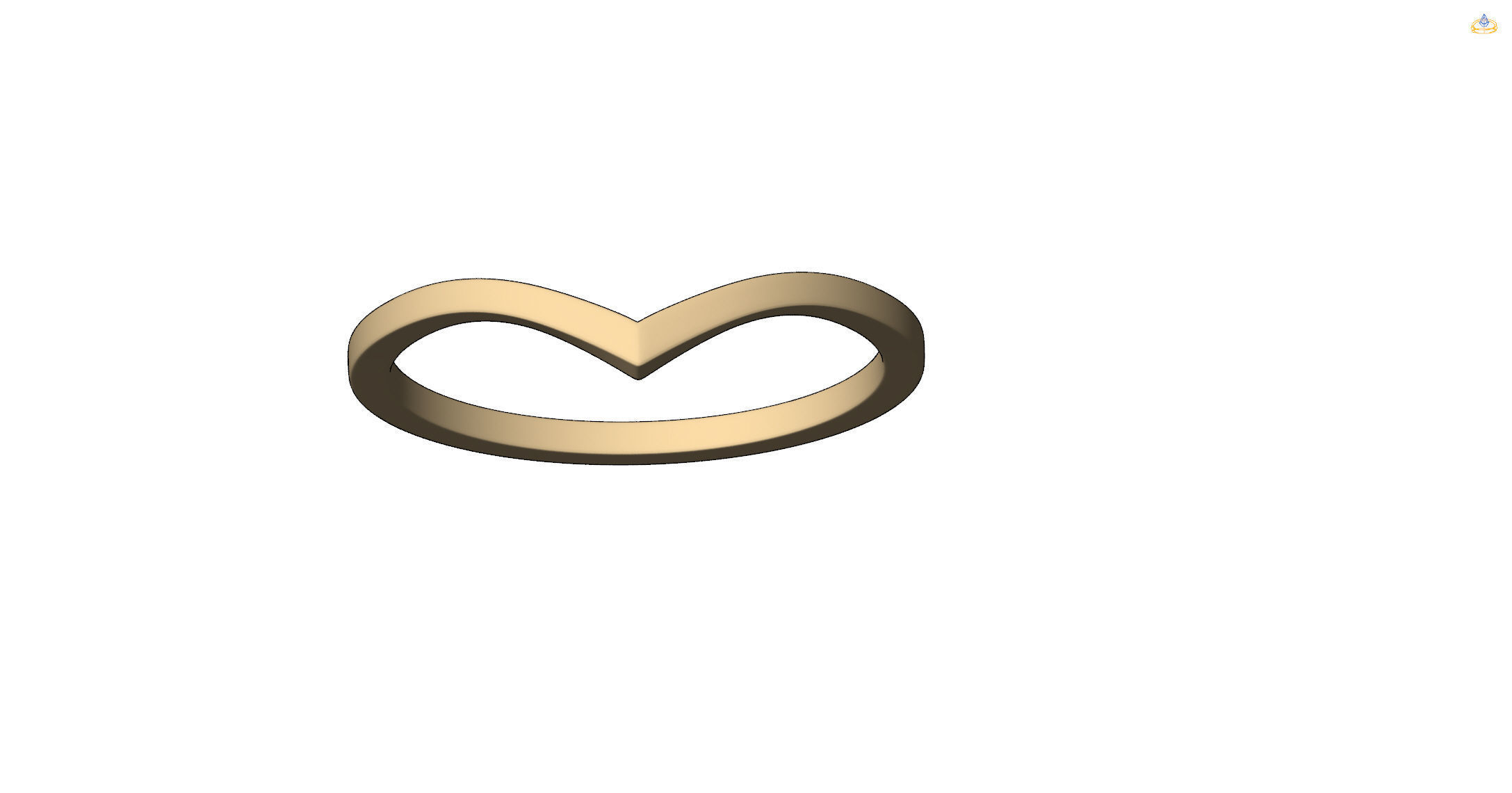 ring V gold with curved shape 3D print model_6