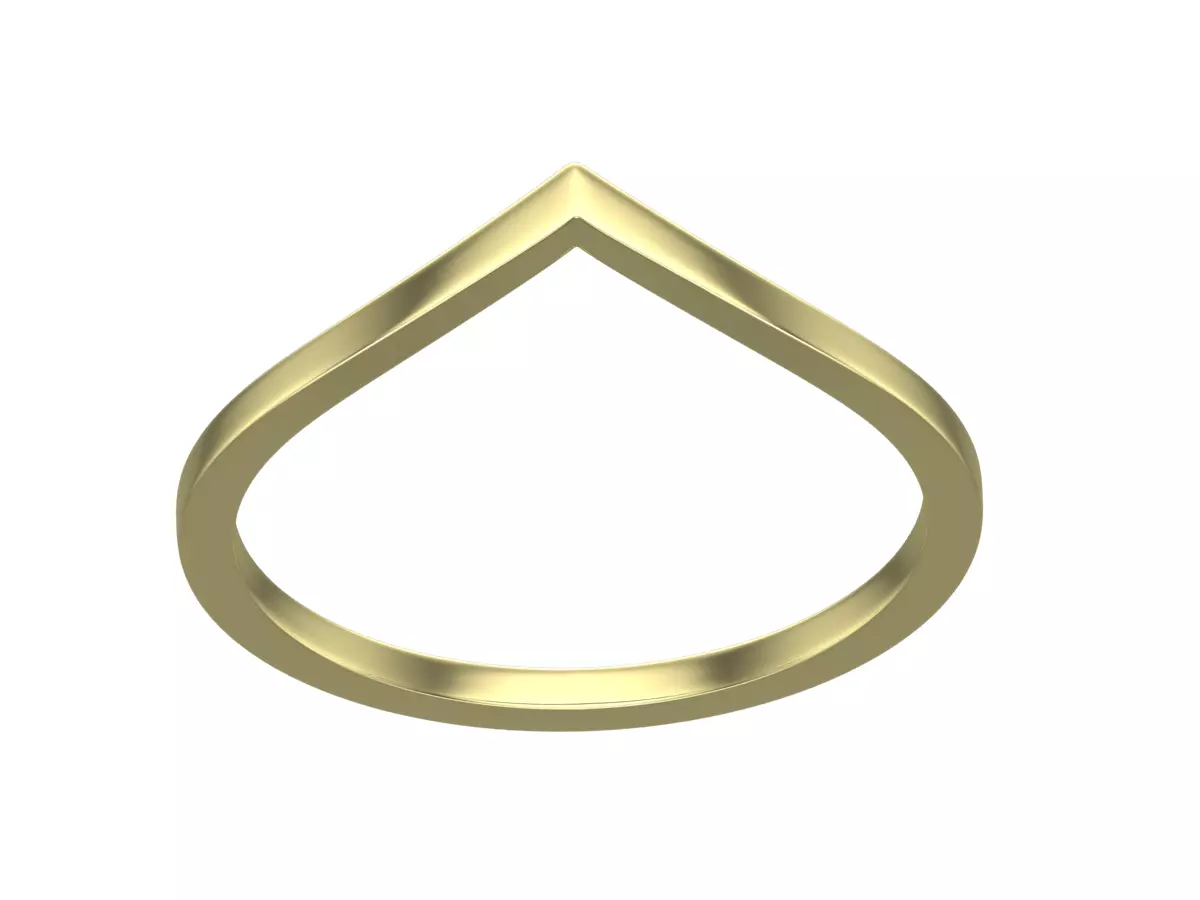 ring V gold with curved shape 3D print model_0