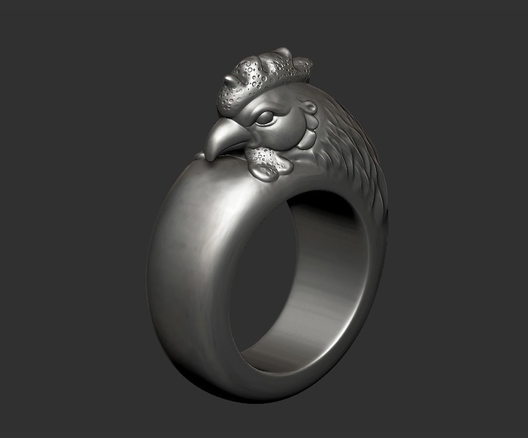 rooster ring 3D print model_2