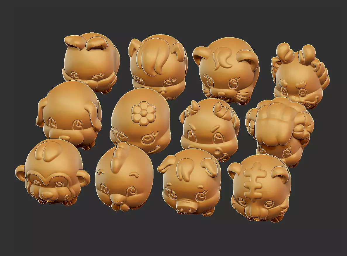 12 cute animals 3D print model