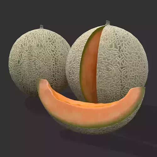 Delicious Melon Full and Cut Low-poly 3D model