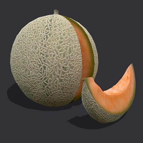 Delicious Melon Full and Cut Low-poly 3D model 4