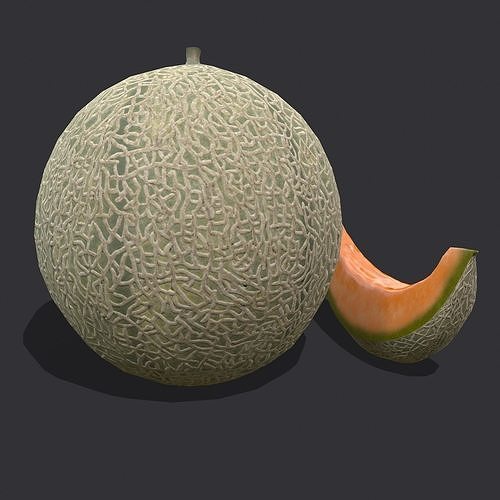 Delicious Melon Full and Cut Low-poly 3D model 5
