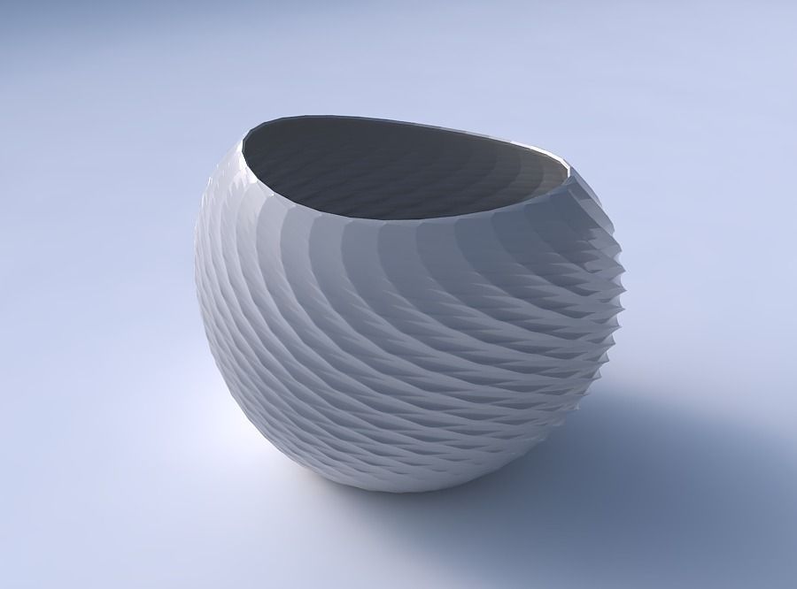 Bowl compressed 2 with twisted diagonal grid pattern 3D print model_3