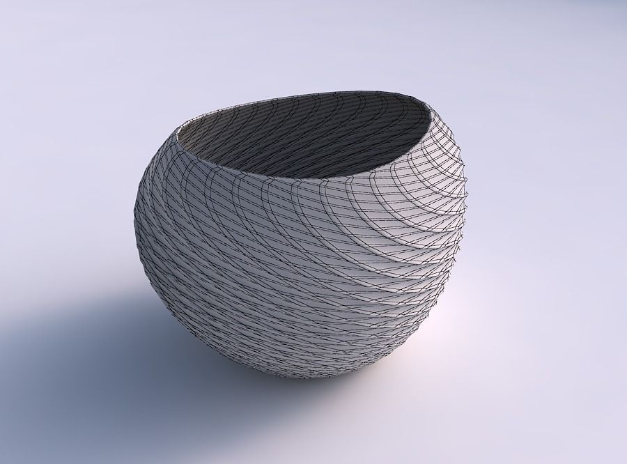 Bowl compressed 2 with twisted diagonal grid pattern 3D print model_5