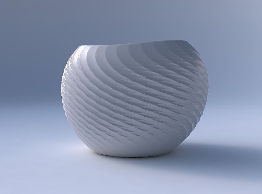 Bowl compressed 2 with twisted diagonal grid pattern 3D print model_4