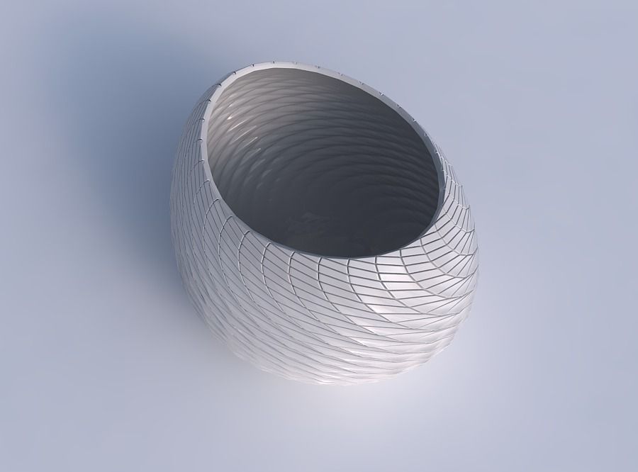 Bowl compressed 2 with twisted diagonal grid plates 3D print model_1
