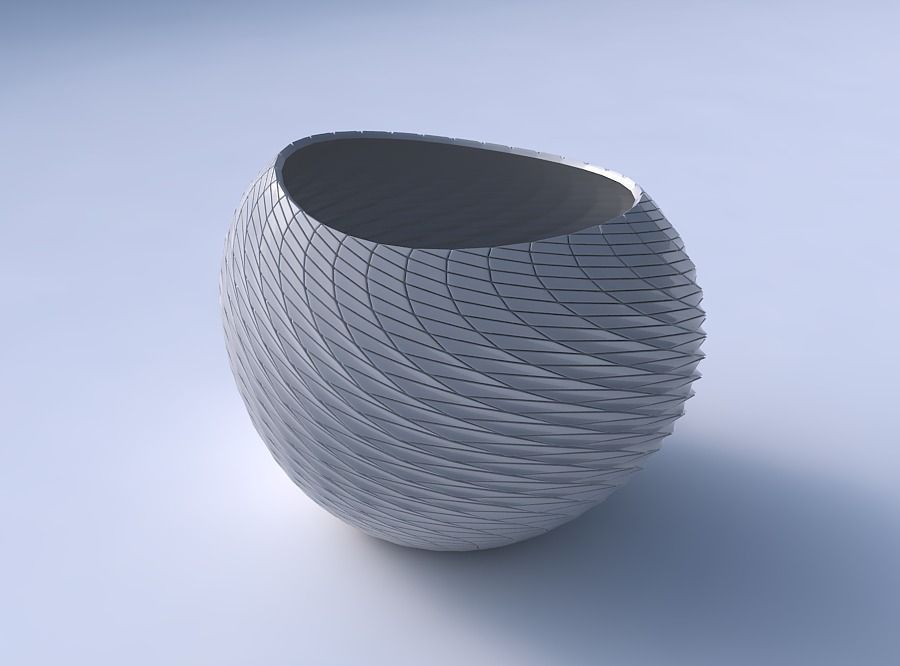 Bowl compressed 2 with twisted diagonal grid plates 3D print model_3
