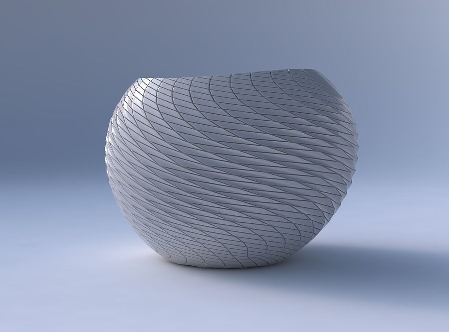 Bowl compressed 2 with twisted diagonal grid plates 3D print model_4