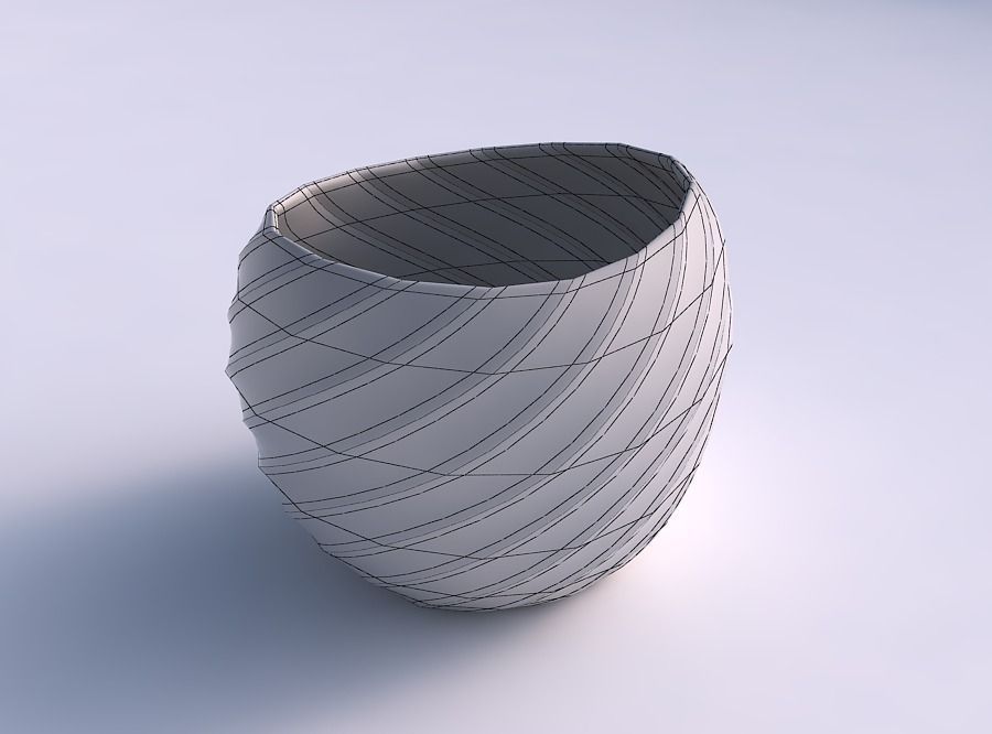 Bowl compressed 2 with twisted bands 3D print model_5