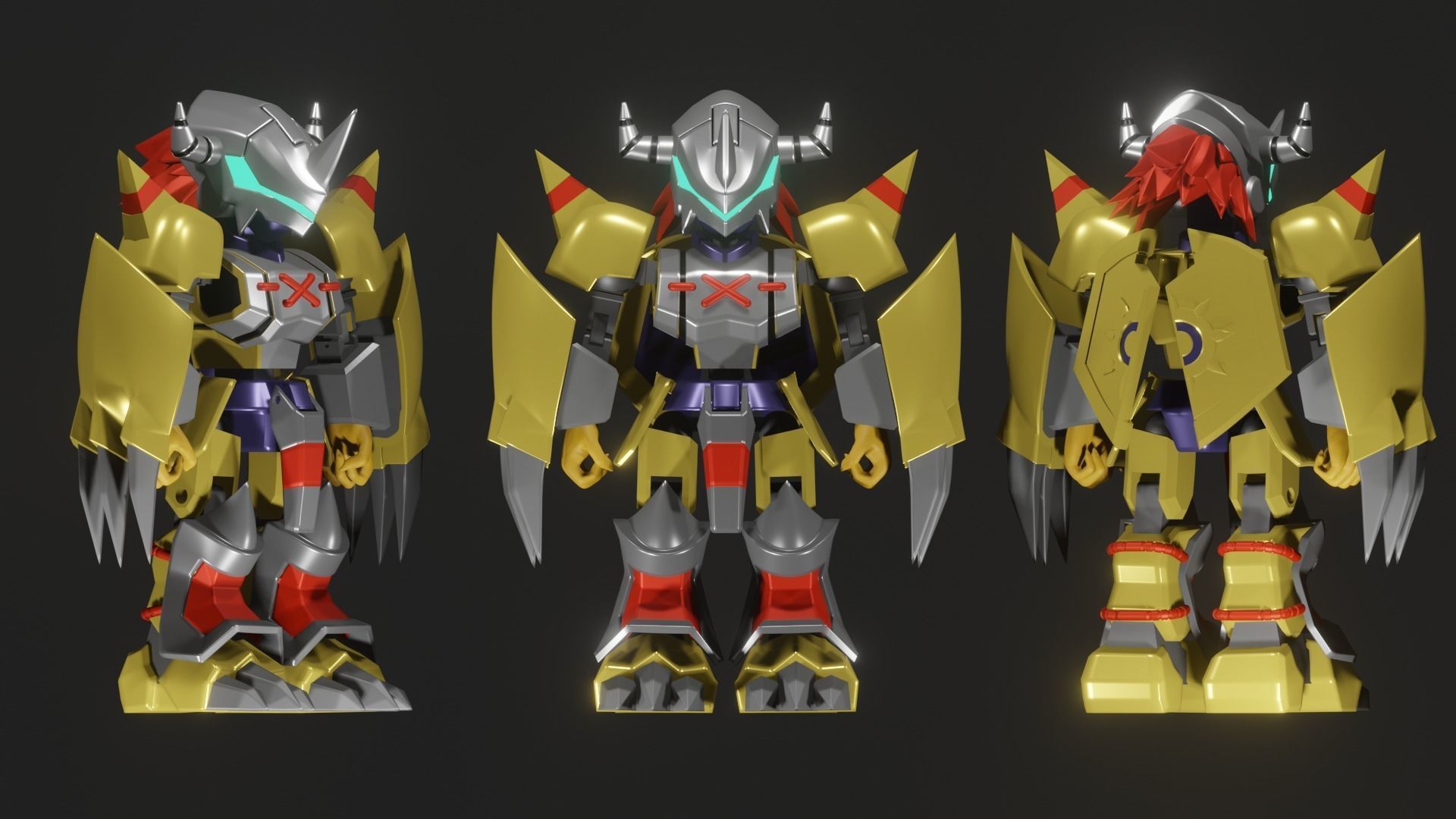 Wargreymon chibi toys 3D print model_3