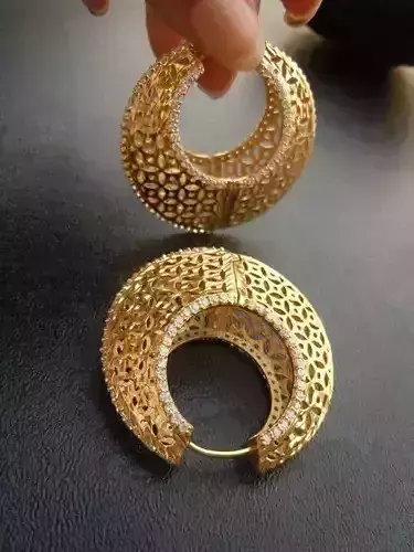 earrings 3d model pair of gold hoop
