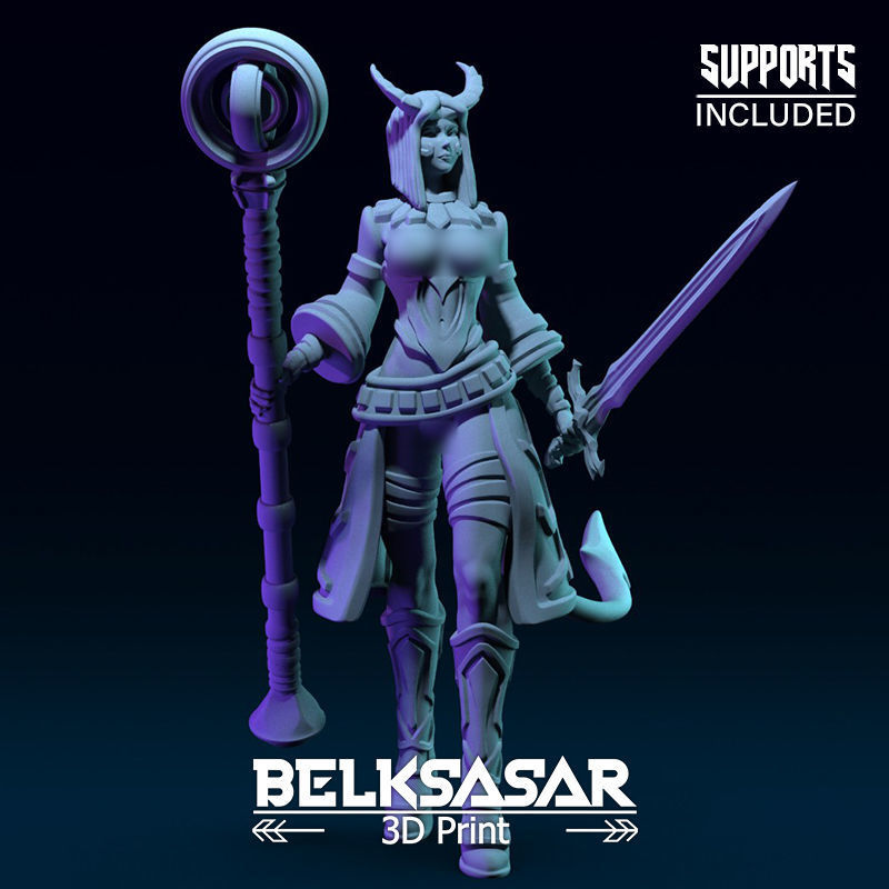 Girl Tiefling Wizard Normal and Nude 3D print model_15