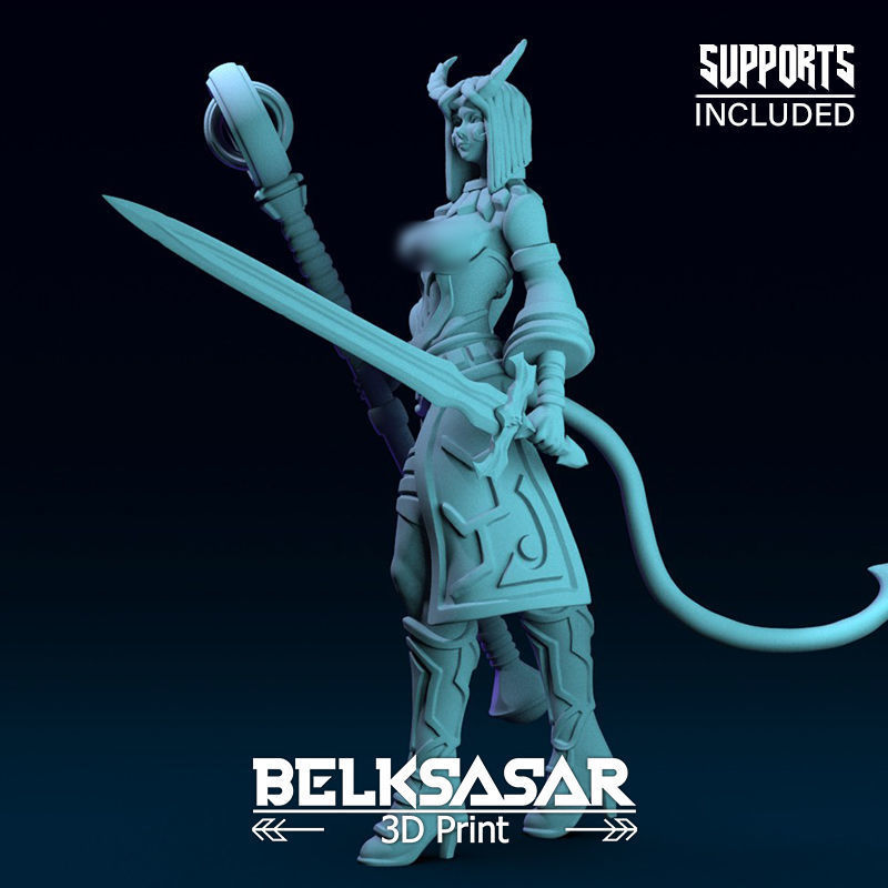 Girl Tiefling Wizard Normal and Nude 3D print model_3
