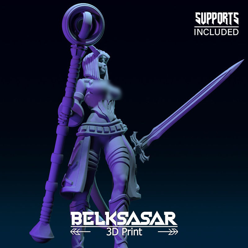 Girl Tiefling Wizard Normal and Nude 3D print model_37
