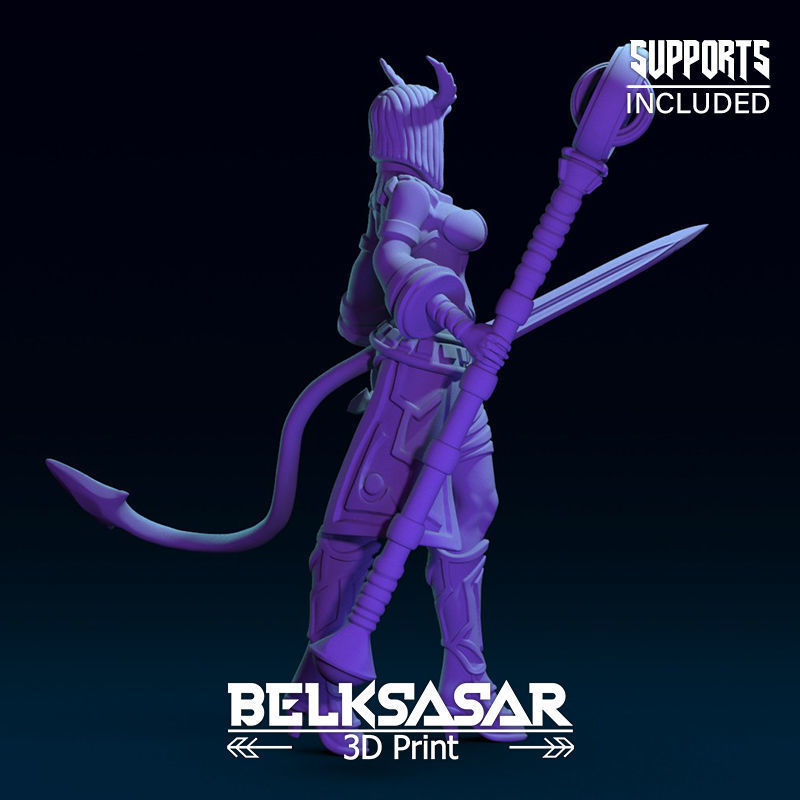 Girl Tiefling Wizard Normal and Nude 3D print model_12