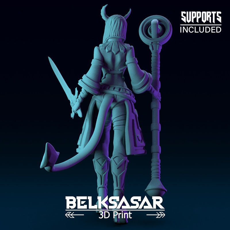 Girl Tiefling Wizard Normal and Nude 3D print model_8