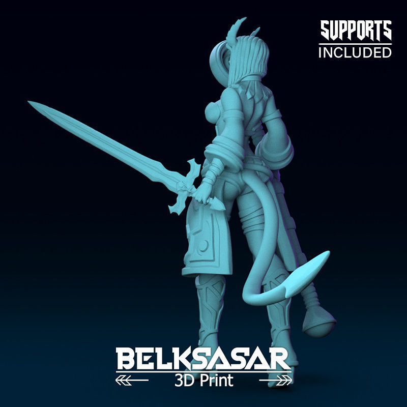 Girl Tiefling Wizard Normal and Nude 3D print model_6
