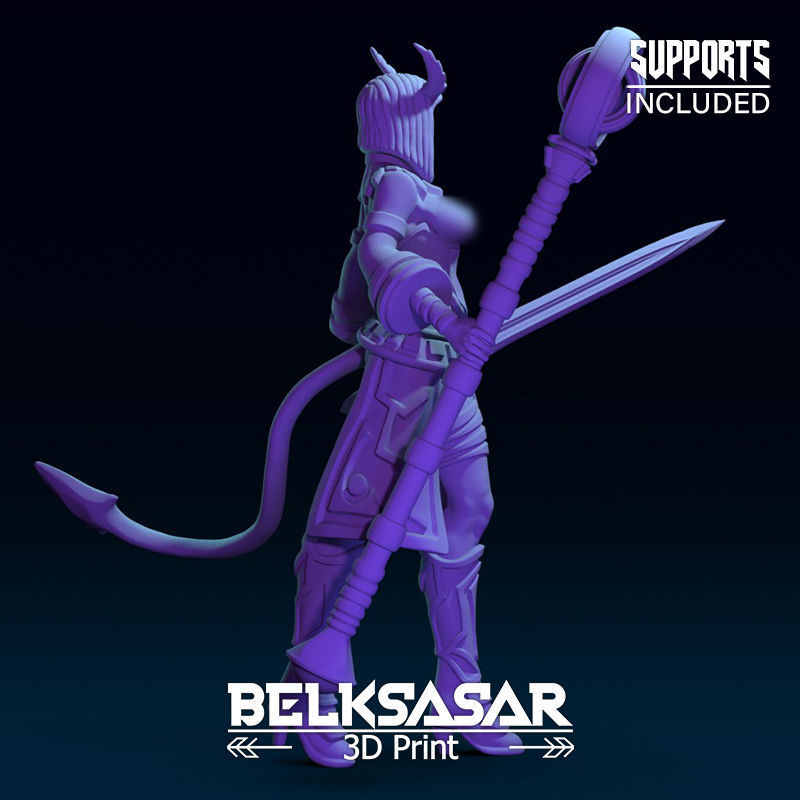 Girl Tiefling Wizard Normal and Nude 3D print model_11