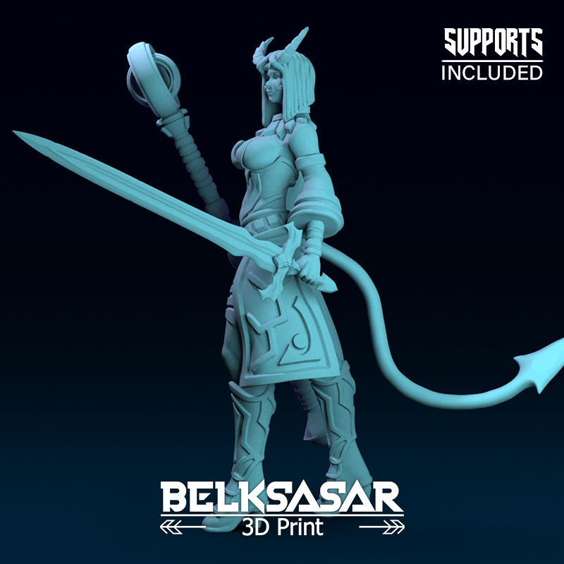 Girl Tiefling Wizard Normal and Nude 3D print model_4
