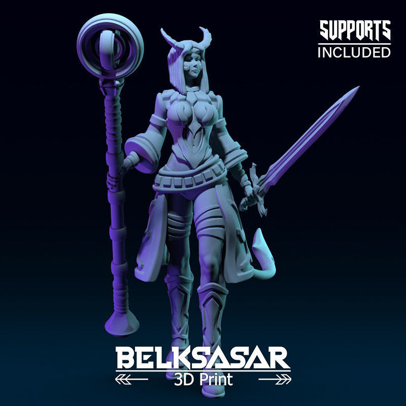 Girl Tiefling Wizard Normal and Nude 3D print model_16