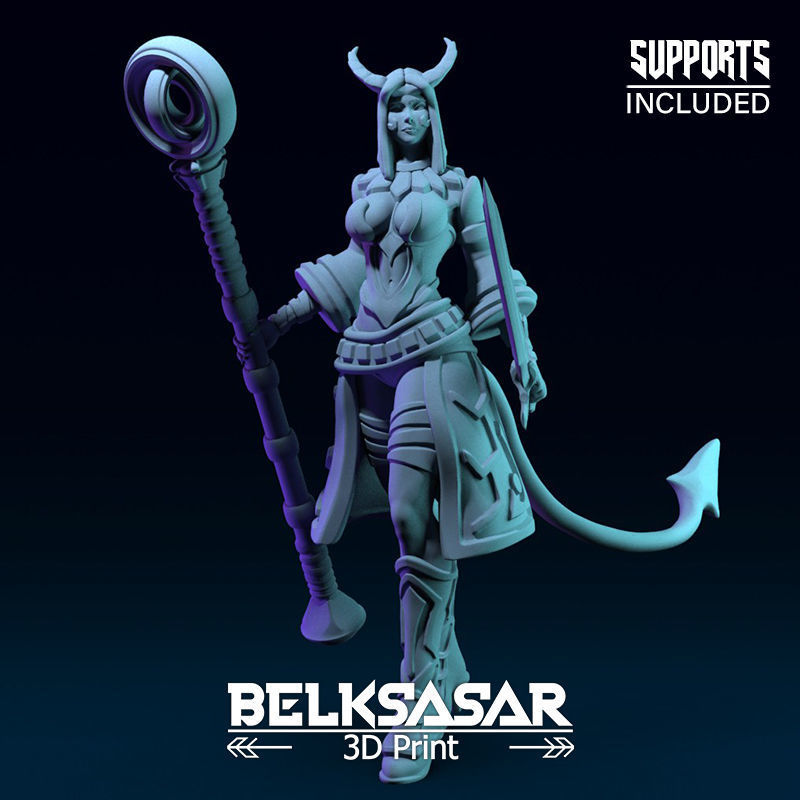 Girl Tiefling Wizard Normal and Nude 3D print model_2