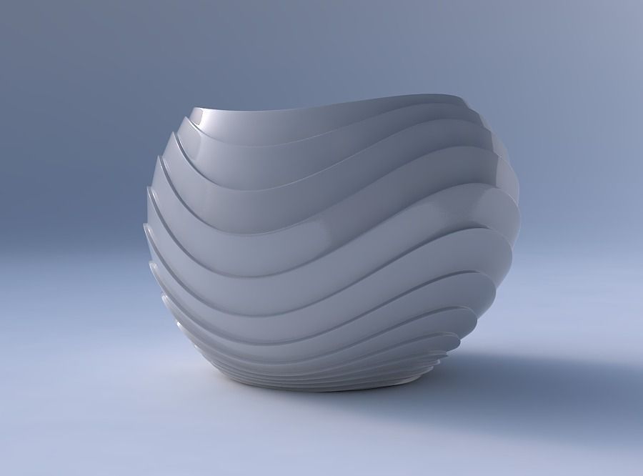Bowl compressed 2 with horizontal wavy layers 3D print model_4