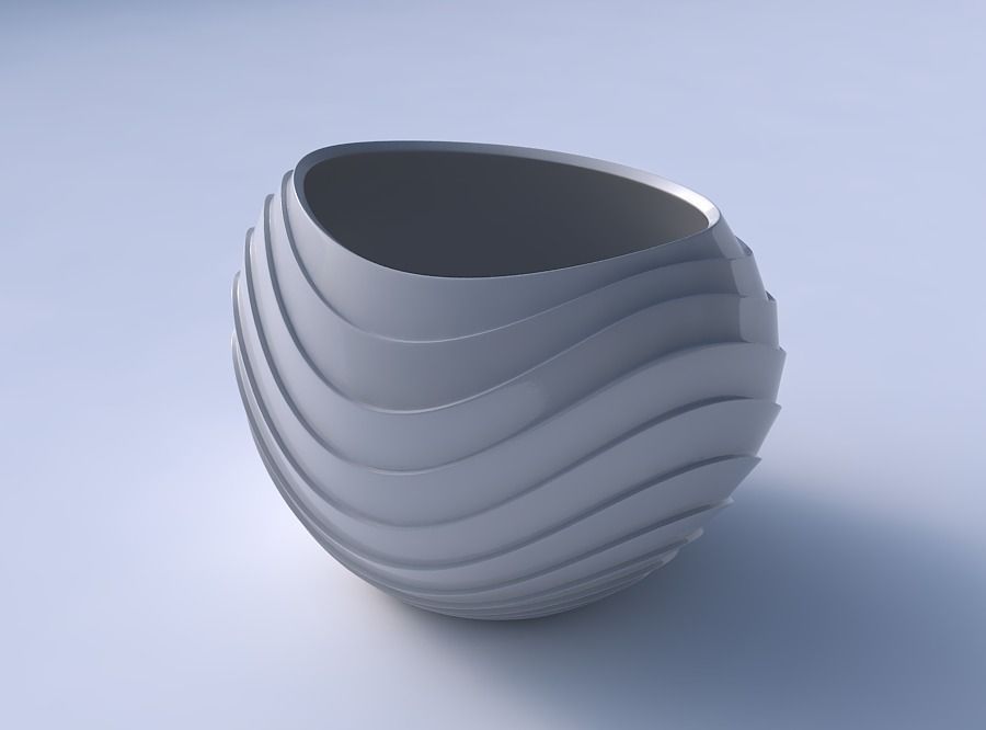 Bowl compressed 2 with horizontal wavy layers 3D print model_3