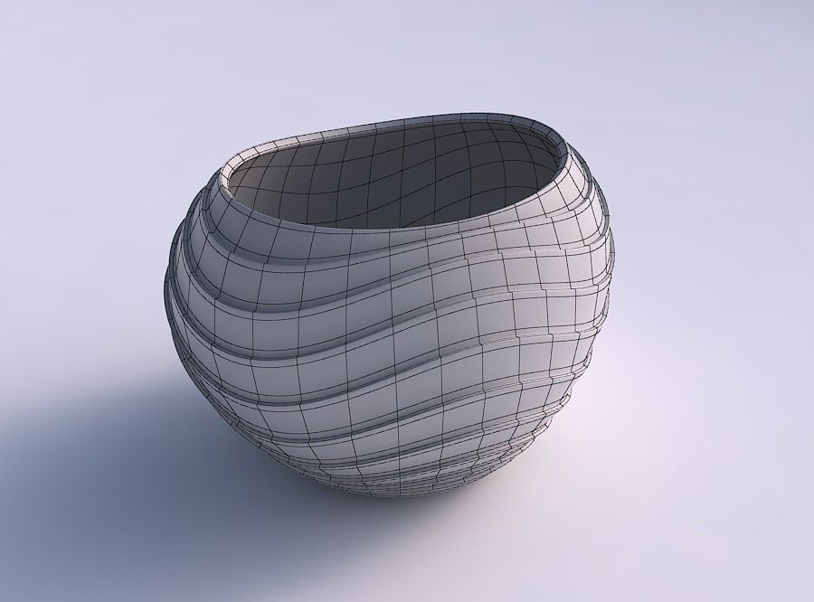 Bowl compressed 2 with horizontal wavy layers 3D print model_5