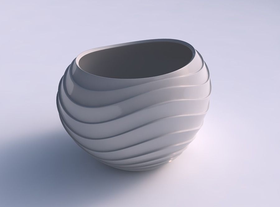 Bowl compressed 2 with horizontal wavy layers 3D print model_0