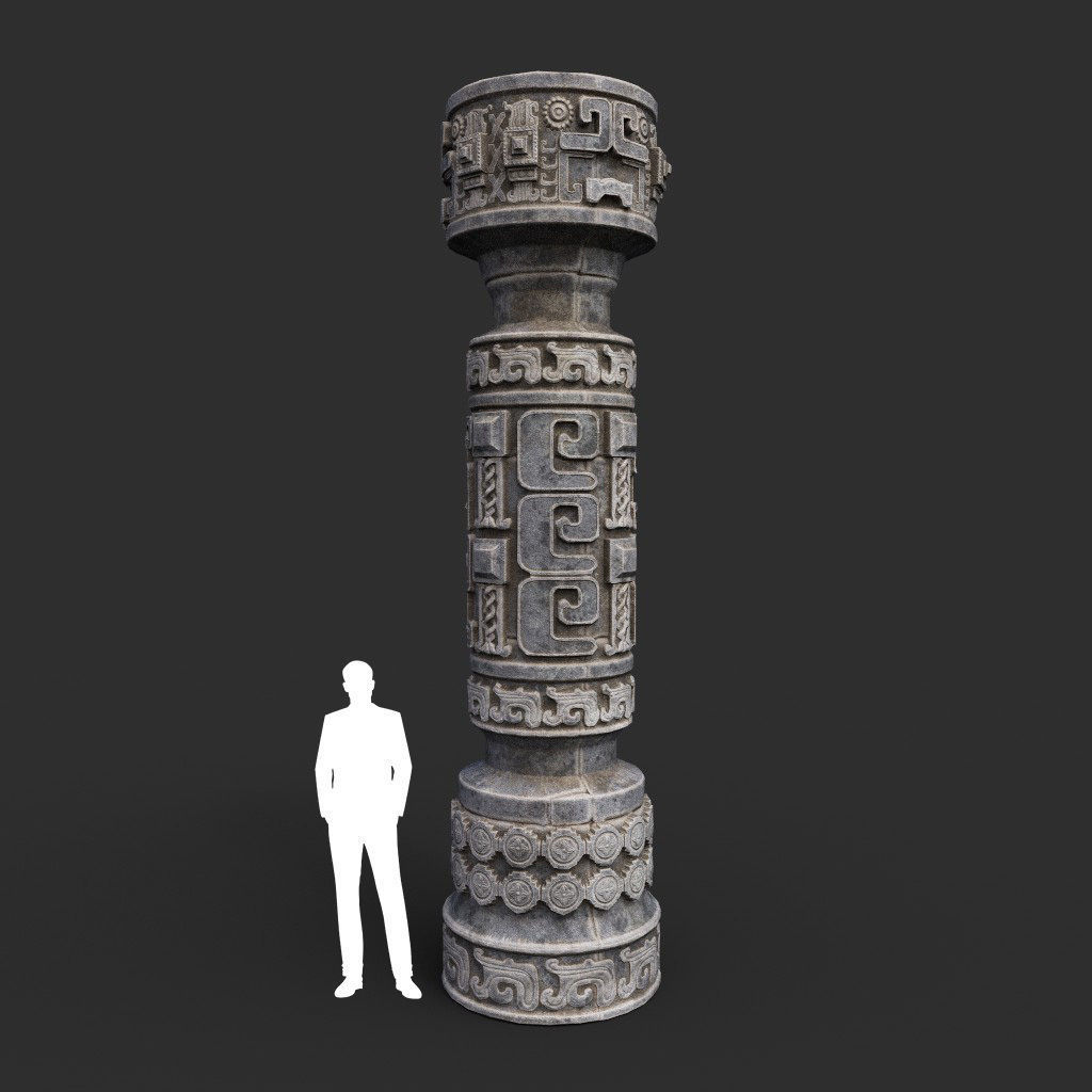 Low poly Mayan Inca Aztec Column Modular Pack 210616 Low-poly 3D model_37