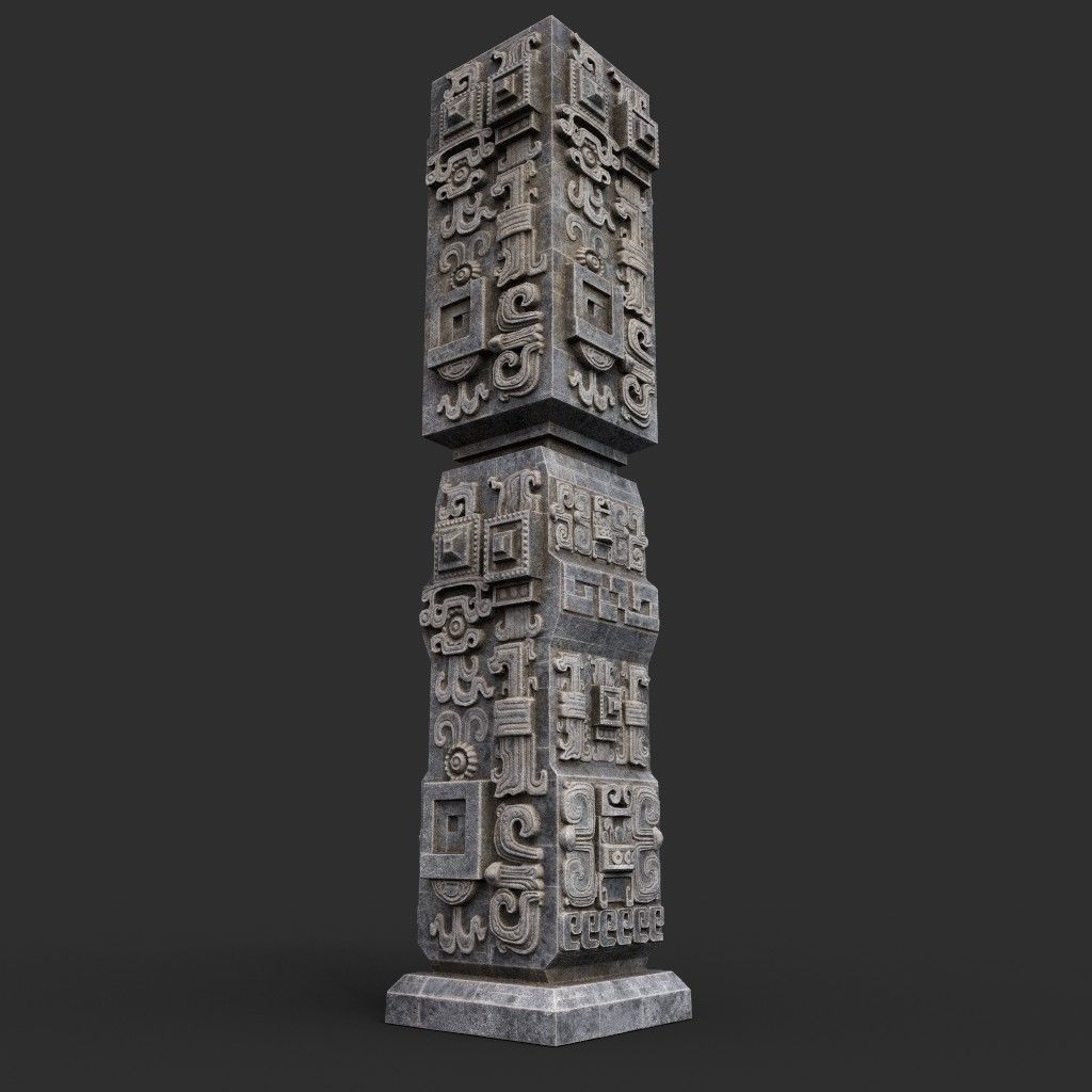 Low poly Mayan Inca Aztec Column Modular Pack 210616 Low-poly 3D model_18