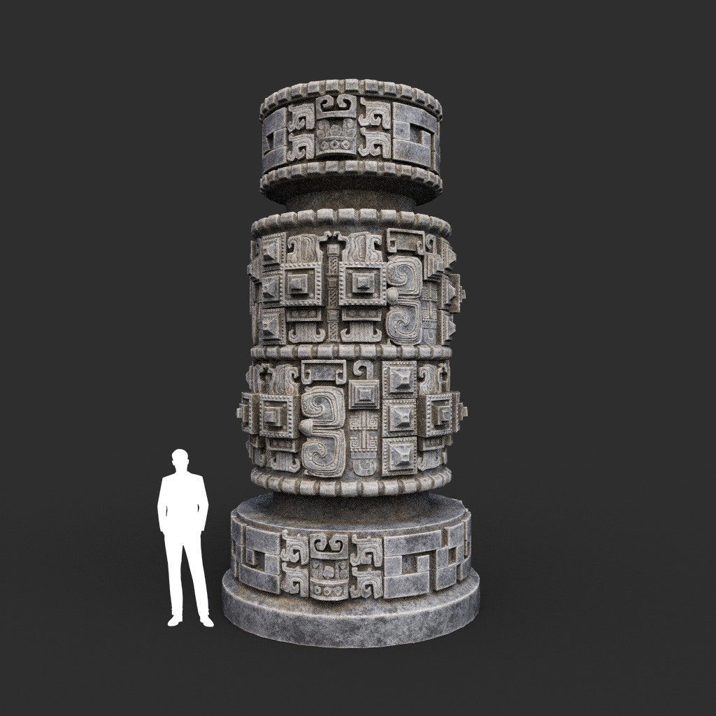 Low poly Mayan Inca Aztec Column Modular Pack 210616 Low-poly 3D model_25