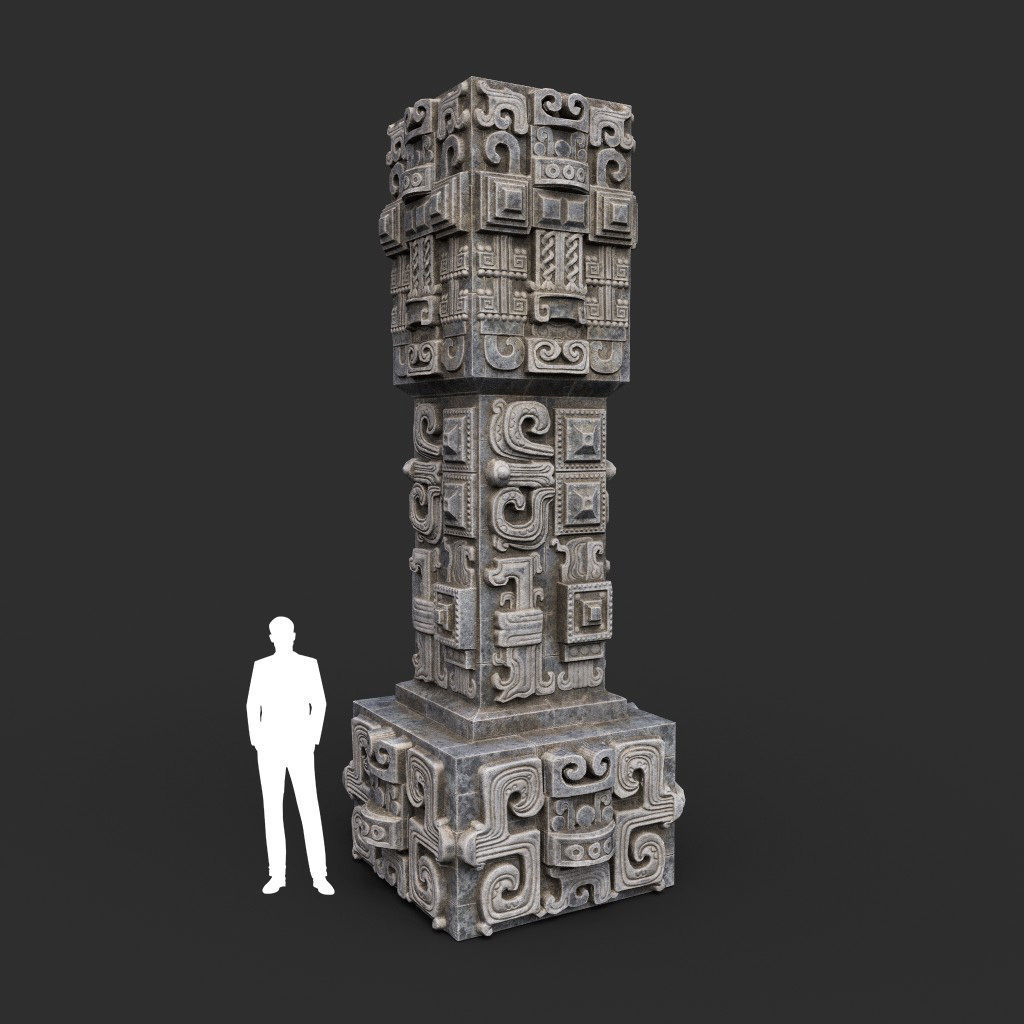 Low poly Mayan Inca Aztec Column Modular Pack 210616 Low-poly 3D model_13