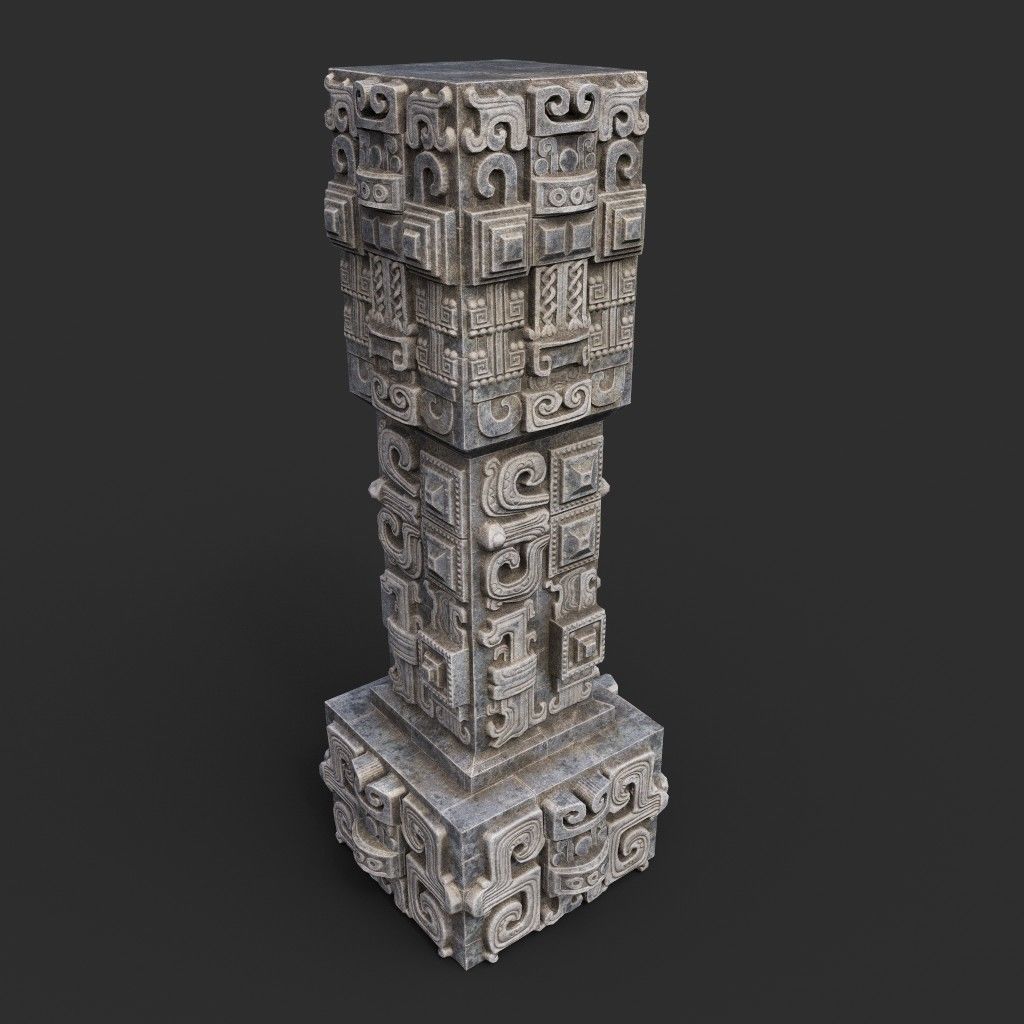 Low poly Mayan Inca Aztec Column Modular Pack 210616 Low-poly 3D model_15