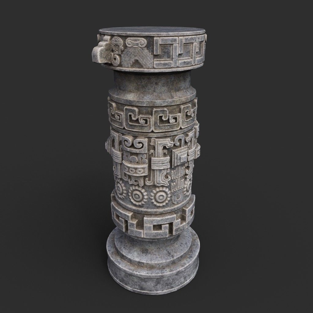 Low poly Mayan Inca Aztec Column Modular Pack 210616 Low-poly 3D model_23