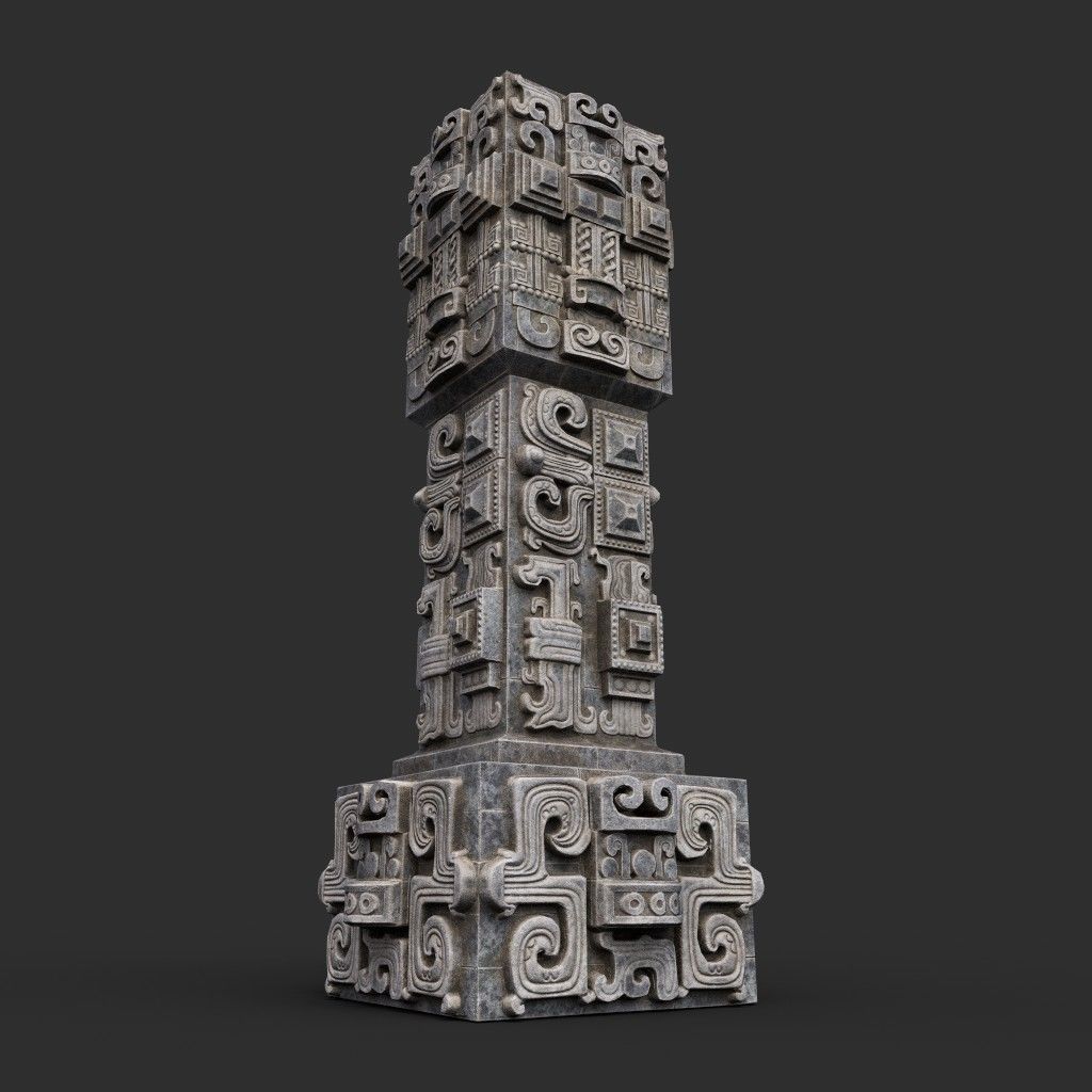 Low poly Mayan Inca Aztec Column Modular Pack 210616 Low-poly 3D model_14